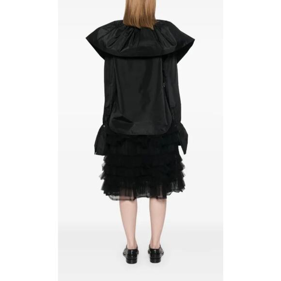 Yohji Yamamoto Taffeta Designer Blouse High Fashion Black Blouse Silk Collar S - Picture 4 of 12